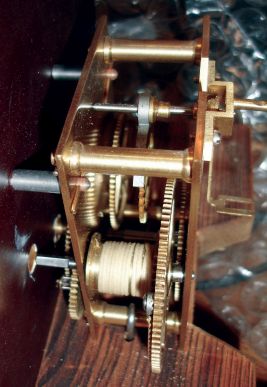 Modern copy of a Willard style Mass. Shelf Clock with an 8 days, weight driven brass movement.