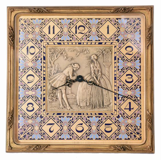 Waltham Watch Co., Waltham, Mass., "No. 1831" 8 days, 7-jewel, spring driven brass movement picture clock, c1928