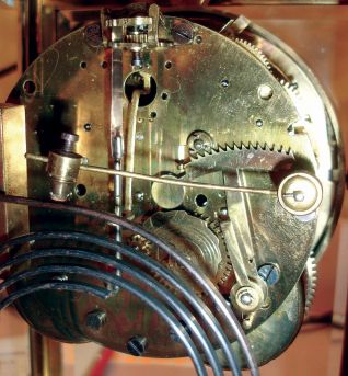 New Haven Clock Co., New Haven, Conn., "Thoreau" crystal regulator shelf clock with a spring driven, 8 days, time and hour/half-hour strike movement, c1911.