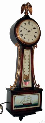 Hamilton-Sangamo, Lancaster Penna. and Springfield, Ill, mahogany electrically wound 7 jewel, time and strike, banjo wall clock, c1930