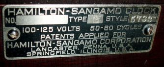 Hamilton-Sangamo, Lancaster Penna. and Springfield, Ill, mahogany electrically wound 7 jewel, time and strike, banjo wall clock, c1930
