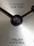 Chelsea Clock Co., Boston, Mass., for Gorham Co., New York, 4" dial brass case screw bezel, 8 days, ship