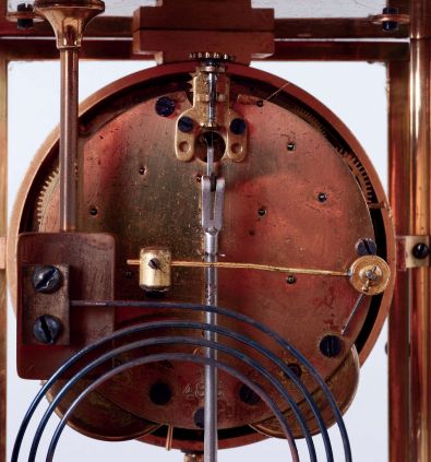 Seth Thomas Clock Co., Thomaston, Conn., "Empire No. 200", 8 days, time and strike, spring driven brass movement, brass and glass crystal regulator shelf clock, c1907