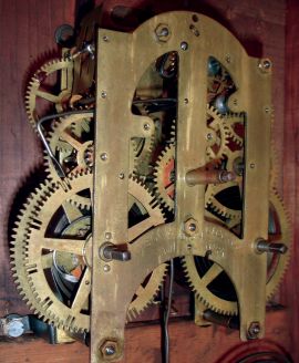 Ansonia Clock Co., New York, NY, "Regulator A" in a black walnut case with an spring driven, 8 days, time and strike movement, c1884.