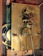 L.F. & W.W. Carter, Bristol, Conn., wall hanging Calendar clock with weight driven, 8 days timepiece movement and a BB Lewis perpetual calendar mechanism in a rosewood case, c1865.