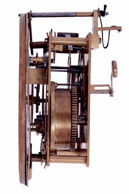 Sub-miniature striking Vienna, spring driven movement with porcelain dial, with carved top, c1870