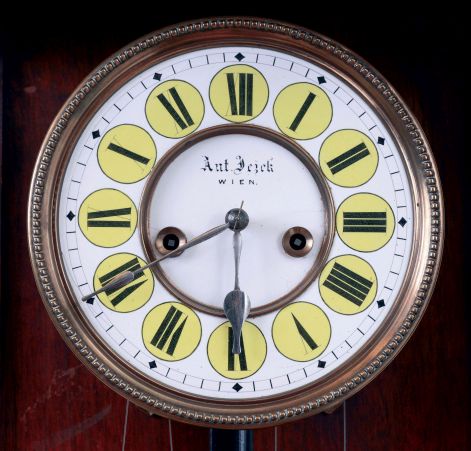 Austria, a small, almost miniature (4.7" dial), 2-weight "Vienna Regulator" with dial marked "Ant. Jezek, Wein" in the Alt Deutsch style, with restorations, c1880