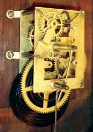 E. N. Welch Mfg. Co., Forestville, CT. "Round Top Drop" hanging clock in a rosewood case with an 8 day, spring driven timepiece movement, c1870.
