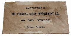 Prentiss Improvement Clock Co., New York, EMPIRE model calendar 60 day, spring driven timepiece, with "Thrasher" style calendar mechanism, c1898.