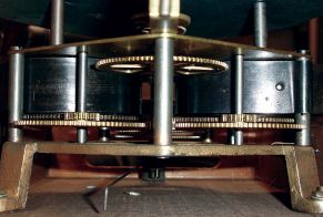 Prentiss Improvement Clock Co., New York, EMPIRE model calendar 60 day, spring driven timepiece, with "Thrasher" style calendar mechanism, c1898.