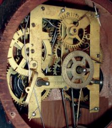 E. Ingraham & Co., Bristol, Conn., "Octagon Doric, Mosaic" mantel clock with a 30 hours, spring driven, time, strike and alarm movement, c1874.