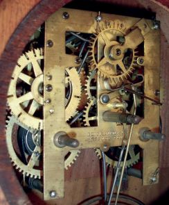 E. Ingraham & Co., Bristol, Conn., "Venetian No. 2, Mosaic" mantel clock with a 30 hours, spring driven, time and strike movement, c1875.