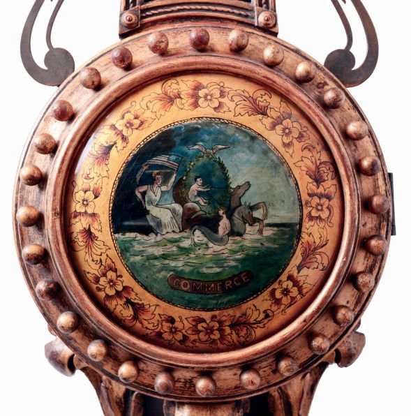 American, Girandole timepiece, 8 days, weight driven, with restorations and modifications, c1850 / 1950