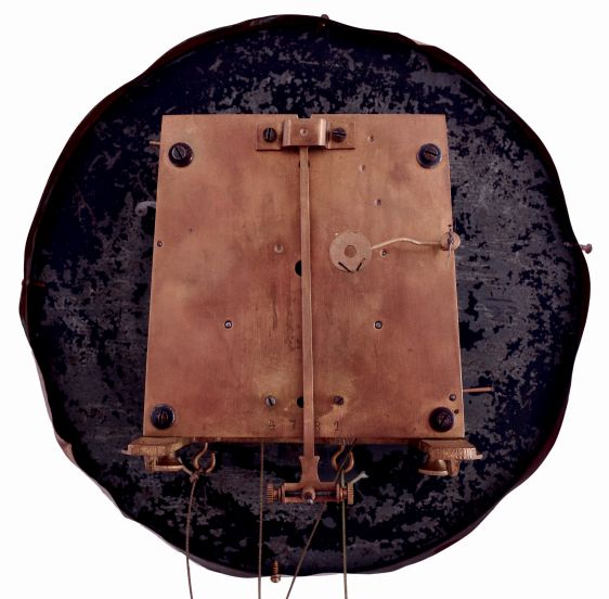 German, Gustav Becker, "Vienna Regulator" 2 weight, gong striking wall clock in a walnut veneer case with black finials and accents, c1890