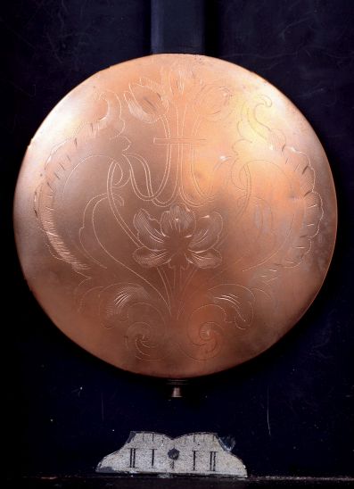 Austrian, 3-weight, Grand Sonnerie, Vienna Regulator, in a dark serpentine case with 2 gilt finials, striking quarter hours on two long steel rods at top of case, c1870, with restorations.