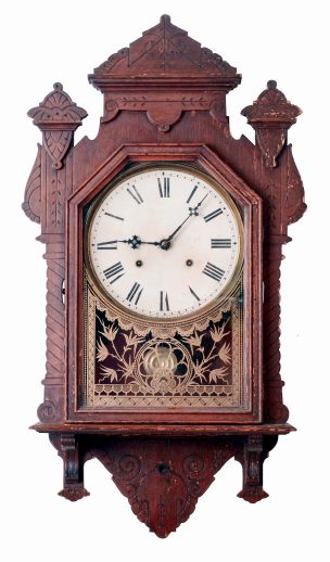 Seth Thomas Clock Co., Thomaston, Conn., Unidentified model Wall Clock in an oak case with an 8 days, spring driven, time and strike movement, c1905