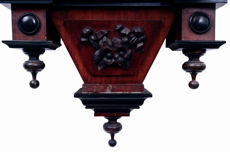 German, 2-weight, gong strike, "Vienna Regulator" in a walnut veneer case and with original top surmounted by a horse, c1875