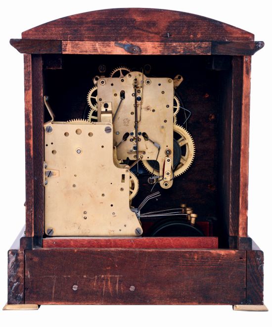 Seth Thomas Clock Co., Thomaston, Conn., "Chime Clock, No. 7", 4- bell Sonora chime in an imitation rosewood adamantine case, c1914