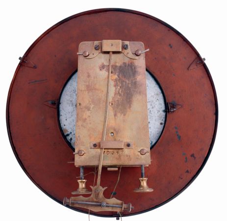 German, single weight "Viennese" timepiece in a slender mahogany case, the movement with Harrisons style maintaining power, and bearing serial #10246, c1870