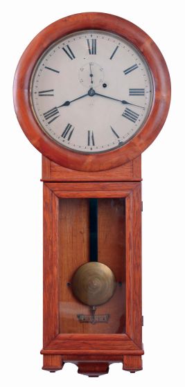 Seth Thomas Clock Co., Thomaston, Conn., "Regulator No. 2" oak weight driven, 8 days, time only wall clock, c1890