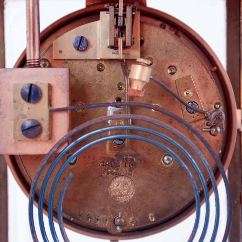 French, Marti & Cie, 8 days, time and strike, spring driven brass movement crystal regulator mantel clock, c1900