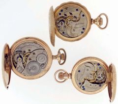 Pocket watches- 3 (Three): A 12 size, 17 jewel Elgin, Arabic numeral multicolor O