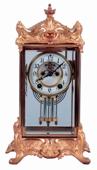 New Haven Clock Co., New Haven, Conn., "Thoreau", 8 days, time and strike, spring driven brass movement crystal regulator mantel clock, c1911