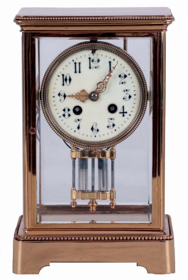 French, Marti & Cie, crystal regulator mantel clock with 8 days, time and strike, spring driven movement, c1900.