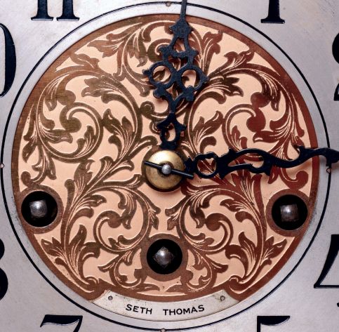 Seth Thomas Clock Co., Thomaston, Conn., "Chime Clock No. 70" mantel clock in a walnut case with a spring driven, 8 days, time and Westminster strike movement (no. 113A), c1928.