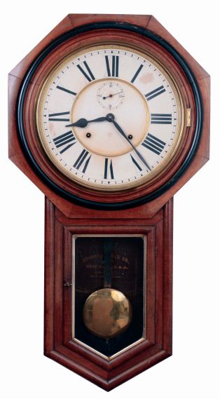 Ansonia Clock Co., New York, NY, "Office Regulator", 8 days, time and strike, spring brass movement wall clock, c1901