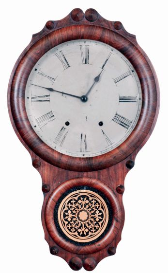 Seth Thomas Clock Co., Thomaston, Conn., "Office No. 1" hanging clock in a rosewood case with a spring driven, 8 days, time and strike movement, c1875.