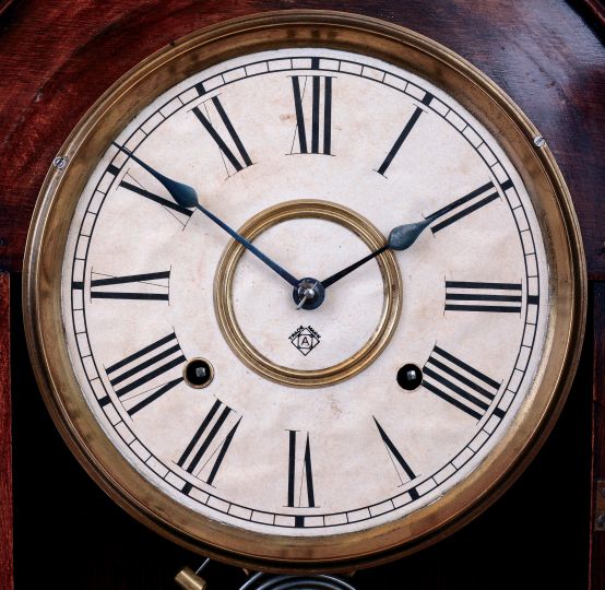 Ansonia Clock Co., New York, NY, "Queen Isabella", 8 days, time and strike, spring brass movement wall clock, c1904