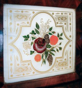 Seth Thomas Clock Co., Thomaston, Conn., "Cornice & Column" shelf clock in a mahogany case with a weight driven, 8 days, time and strike, lyre movement, c1870.