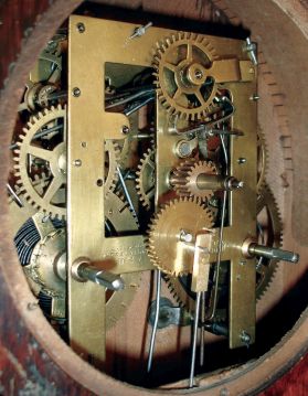 Welch, Spring & Co., Forestville, Conn., "Italian No. 3" shelf clock in a rosewood veneered case with a spring driven, 8 days, time and strike movement and a B. B. Lewis patented perpetual calendar mechanism, c1872.