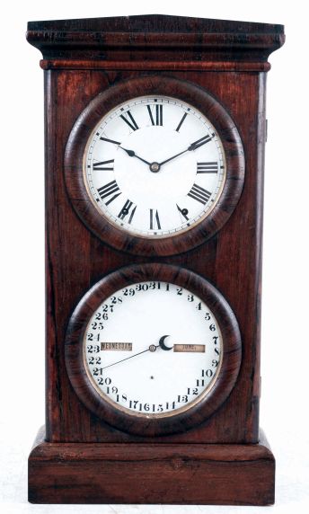 Seth Thomas Clock Co., Thomaston, Conn., "Parlor Calendar No. 3" mantel clock in a rosewood veneered case with a spring driven, 8 days, time & strike movement and a Mix Brothers patented calendar mechanism, c1870.