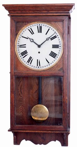Arthur Pequegnat Clock Co., Canada, oak, 8 days, time only wall clock, c1920