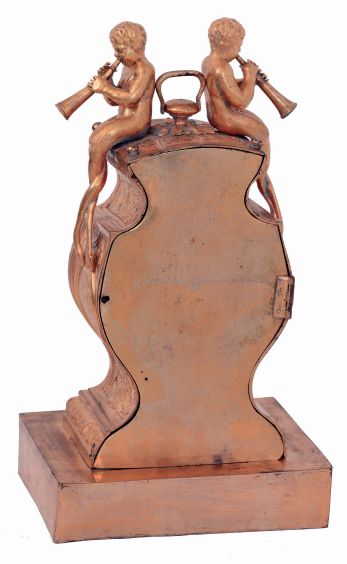 French cast gilt metal figural, 8 days, time and count wheel striking mantel clock, movement stamped "T.M. & Cie, Paris" and "Japy Freres Medaille D