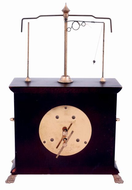 Chas. Terwilliger/Horolovar Clock Co., Bronxville, New York reproduction "Ignatz Flying Pendulum", 8 days, novelty clock, reproduction of the 19th century model made by the New Haven Clock Co., in original cardboard box, c.1970