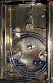 French, 8 days, time, strike and repeat brass and beveled glass carriage clock, c1900