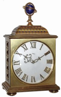 Imhof, Swiss, 8 days, time only brass desk clock with top celestial globe, c1972