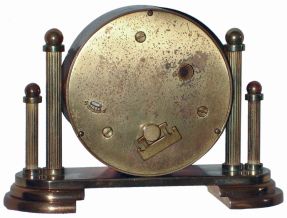 Chelsea Clock Co., Boston, Mass., "Miss Doris", brass, 8 days, time only rear wind desk clock, 2 3/4" dial, #269109 (scribed on bottom), 1940, with 1941 dedication "Silver Foils Championship Presented by Pinehurst Country Club Won by ...."