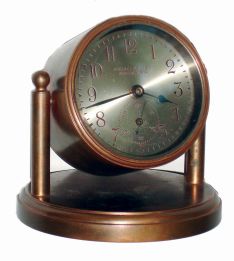 Chelsea Clock Co., Boston, Mass., "Hancock", 2 3/4" dial bronze swivel head desk clock #180434, 1927
