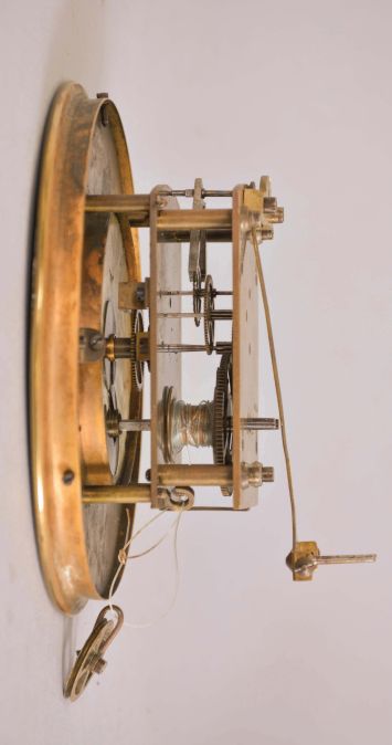 Germany, small 8 day, weight brass movement Vienna wall timepiece.