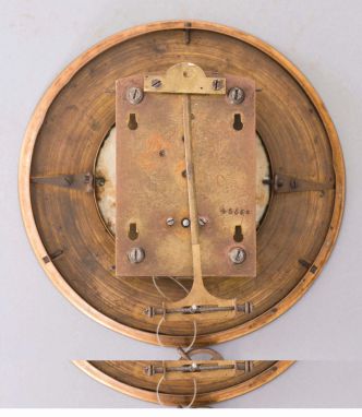 Germany, small 8 day, weight brass movement Vienna wall timepiece.