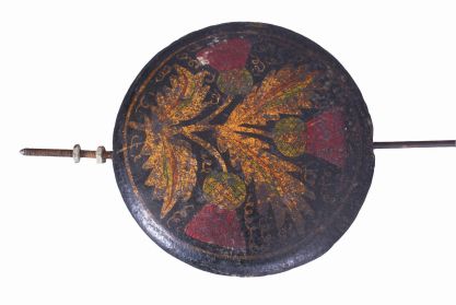 Tall Clocks- 2 (Two): (1) Scottish 8 day, time and strike, weight driven movement with painted metal dial and painted thistle pendulum, circa 1820; (2) Ithaca Calendar Clock Co., 8 day, time and strike, spring driven movement