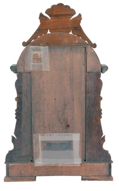 F. Kroeber Clock Co., New York, "Oregon", 8 day, time and strike, spring brass movement shelf clock.