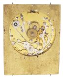 Austria, quarter repeating miniature carriage clock, the rectilinear, gilt brass case on turned feet, front and sides with foliate engraving, carrying handle folding flush with the case top, Roman numeral silvered dial, with engraving matching the case, blued steel hands, round, 30 hour verge fusee movement with blued steel gongs, repeating the last hour and quarter on demand, together with its original leather covered, wooden travel case