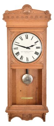 Self Winding Clock Co., New York, "No.18", wall regulator in an oak case