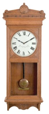 Self Winding Clock Co., New York, "No.18", wall regulator in an oak case