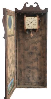 Joseph Ives, New York, 8 day, time and strike, spring brass movement mirror clock.
